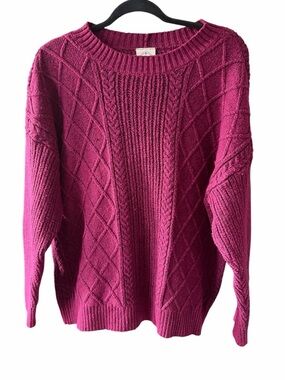 st. john’s bay Cable Knit Sweater - Deep Berry size XXL